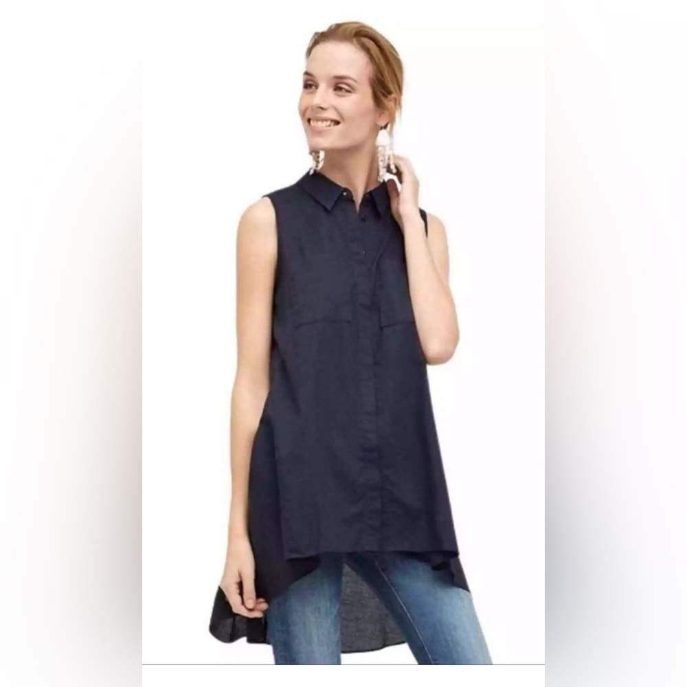 HD in Paris Navy Sleeveless Tunic Shirt Dress | Size 4 | Anthropologie